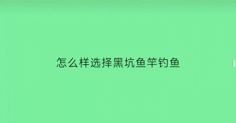 怎么样选择黑坑鱼竿钓鱼
