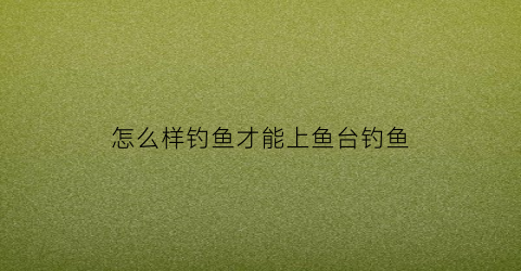怎么样钓鱼才能上鱼台钓鱼(怎么样钓鱼才能上鱼台钓鱼呢)