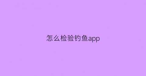 怎么检验钓鱼app