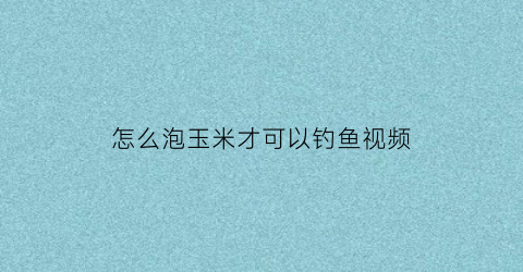 怎么泡玉米才可以钓鱼视频
