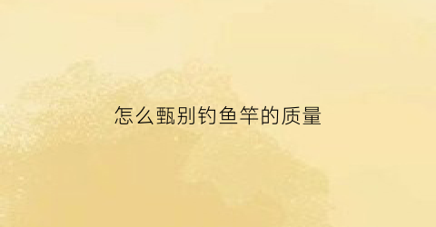 怎么甄别钓鱼竿的质量