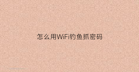 “怎么用WiFi钓鱼抓密码(钓鱼wifi破解密码)