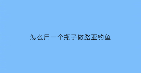 怎么用一个瓶子做路亚钓鱼
