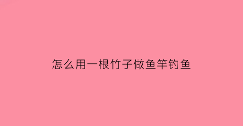 怎么用一根竹子做鱼竿钓鱼(用竹子做鱼竿教程)