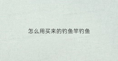 怎么用买来的钓鱼竿钓鱼