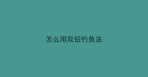 怎么用双铅钓鱼法