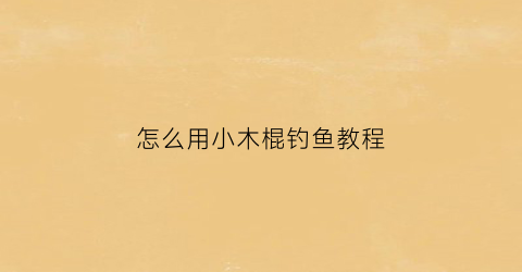 怎么用小木棍钓鱼教程