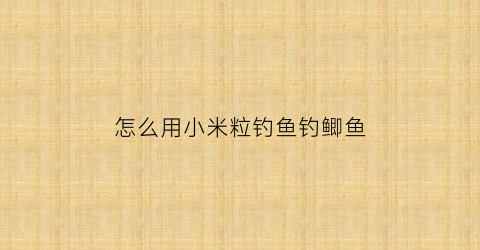 怎么用小米粒钓鱼钓鲫鱼(用小米钓鲫鱼效果怎么样)