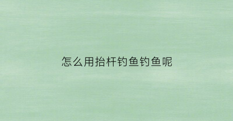 怎么用抬杆钓鱼钓鱼呢