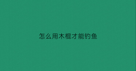 怎么用木棍才能钓鱼(怎么用木棍才能钓鱼呢)
