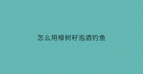 怎么用樟树籽泡酒钓鱼(樟树籽泡酒的方法)
