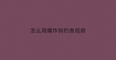 怎么用爆炸钩钓鱼视频