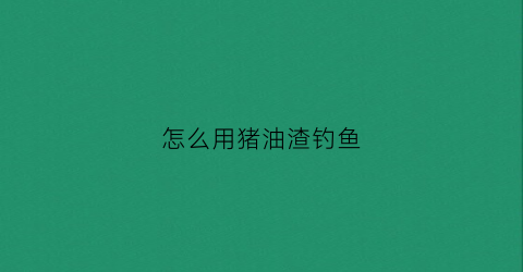 怎么用猪油渣钓鱼(怎么用猪油渣钓鱼效果好)