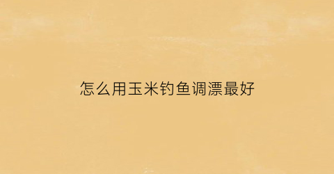 怎么用玉米钓鱼调漂最好(怎么用玉米钓鱼调漂最好视频)