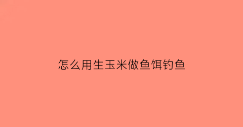 “怎么用生玉米做鱼饵钓鱼(生玉米钓鱼泡制方法)