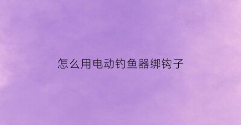 怎么用电动钓鱼器绑钩子(电动鱼钓的绑法视频)