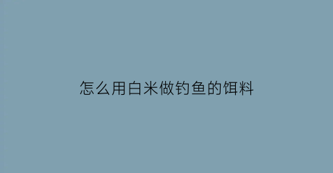“怎么用白米做钓鱼的饵料(白米鱼钓法)