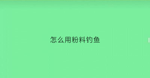 怎么用粉料钓鱼(怎么用粉料钓鱼最好)