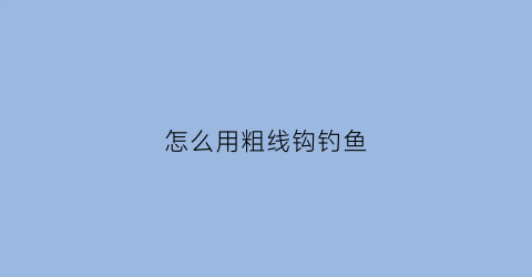 怎么用粗线钩钓鱼(怎么用粗线钩钓鱼视频教程)