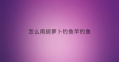 怎么用胡萝卜钓鱼竿钓鱼