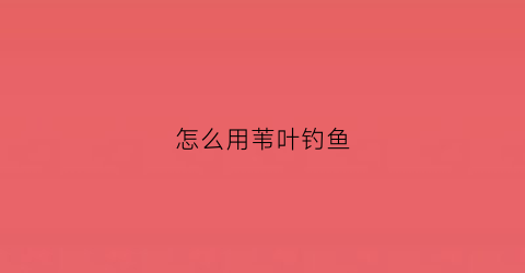 怎么用苇叶钓鱼(怎么用苇叶钓鱼最好)
