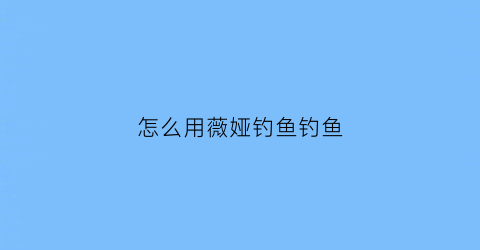 怎么用薇娅钓鱼钓鱼(薇娅怎么直播带货的)