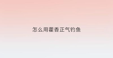 怎么用藿香正气钓鱼(藿香正气钓鱼)
