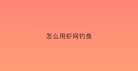怎么用虾网钓鱼(网钓虾技巧)
