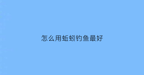 “怎么用蚯蚓钓鱼最好(用蚯蚓怎么钓鱼鱼容易上钩)