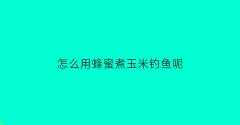 “怎么用蜂蜜煮玉米钓鱼呢(蜂蜜泡老玉米钓鱼)