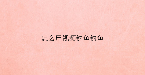 怎么用视频钓鱼钓鱼(怎么用视频钓鱼钓鱼视频教程)