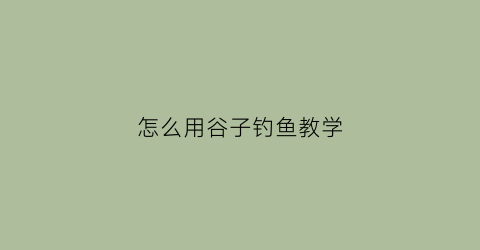 怎么用谷子钓鱼教学(怎么用谷子钓鱼教学)