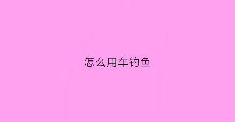 怎么用车钓鱼(用车钓鱼是什么意思)