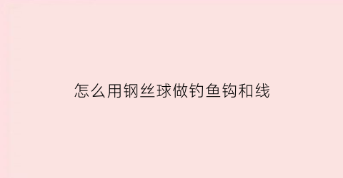 “怎么用钢丝球做钓鱼钩和线(巧用钢丝球)