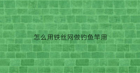 “怎么用铁丝网做钓鱼竿用(如何用铁丝自制渔网)