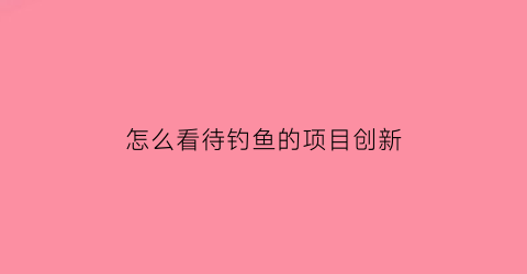 怎么看待钓鱼的项目创新