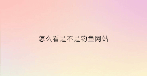 怎么看是不是钓鱼网站