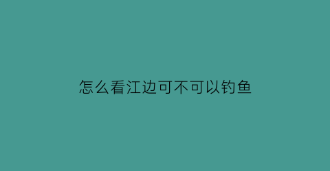 怎么看江边可不可以钓鱼(江边钓鱼怎么钓鱼)
