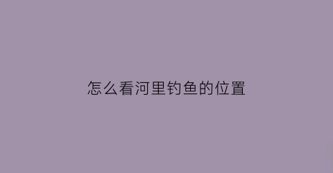 怎么看河里钓鱼的位置(河里钓鱼怎么选位置)