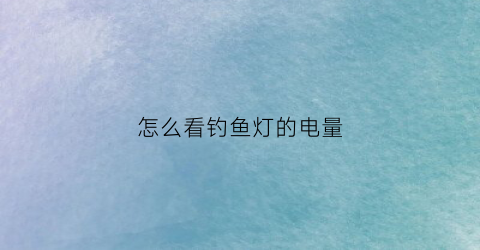 怎么看钓鱼灯的电量(钓鱼灯电压)