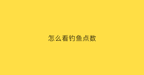 怎么看钓鱼点数(怎么查看钓鱼点)