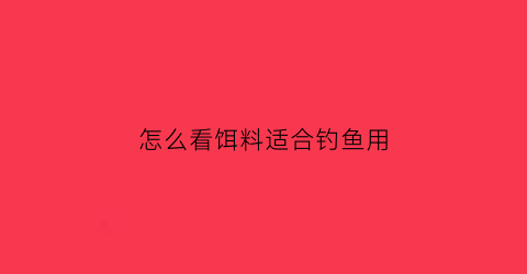 怎么看饵料适合钓鱼用(饵料如何看漂)
