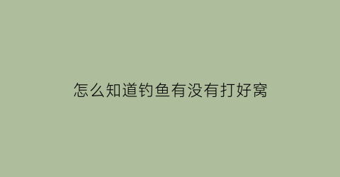 怎么知道钓鱼有没有打好窝(怎么知道钓点有没有鱼)