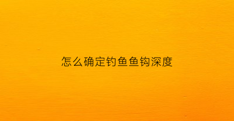 怎么确定钓鱼鱼钩深度(怎么确定钓鱼鱼钩深度多少)