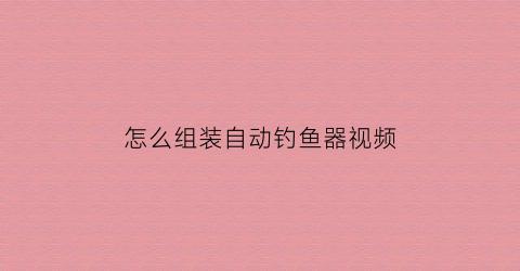 怎么组装自动钓鱼器视频(怎么组装自动钓鱼器视频讲解)