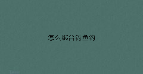 怎么绑台钓鱼钩(台钓怎么绑线全套)