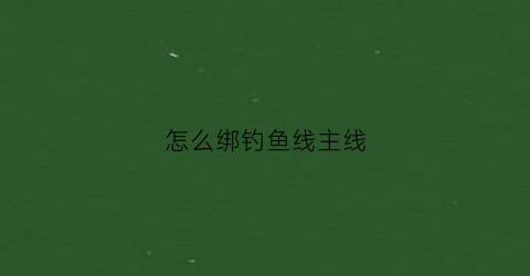 怎么绑钓鱼线主线(如何绑钓鱼主线视频教程)