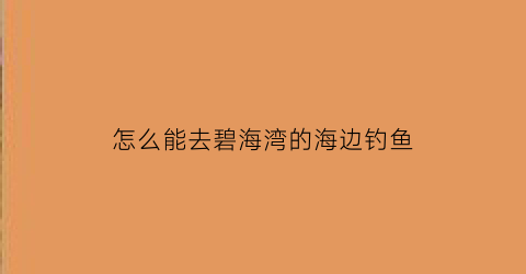 怎么能去碧海湾的海边钓鱼(怎么能去碧海湾的海边钓鱼呀)