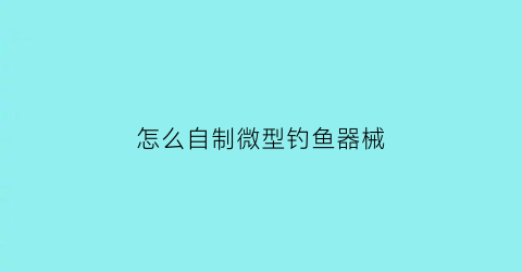 “怎么自制微型钓鱼器械(怎么自制微型钓鱼器械视频)