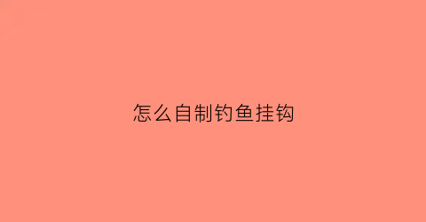 怎么自制钓鱼挂钩(自制钩子挂东西)
